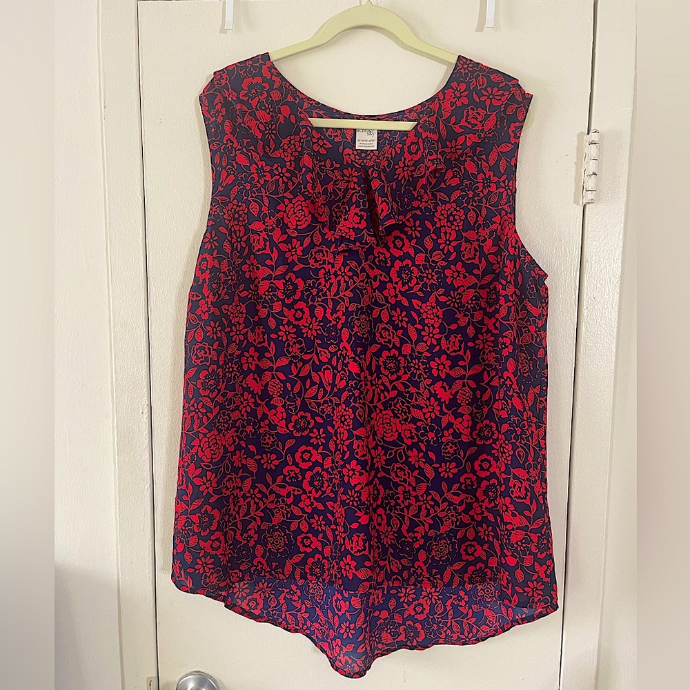 Terra & Sky - Red and Navy Blouse